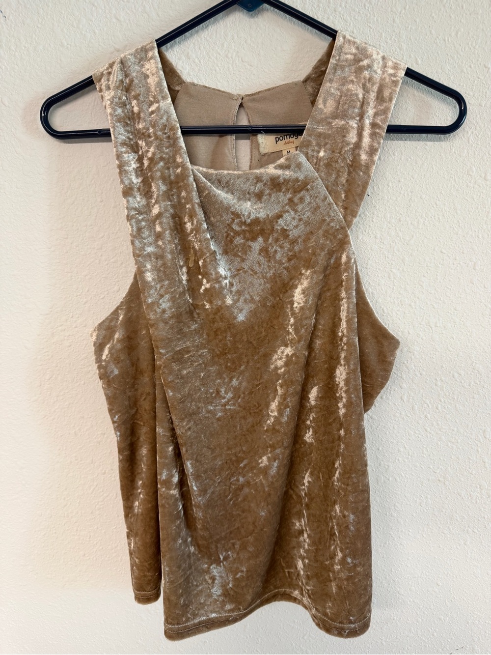 Porridge Crushed Velvet Tank Top in Taupe